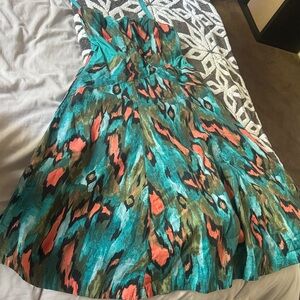 Girls from Savoy Teal and Coral Maxi Dress Size Six